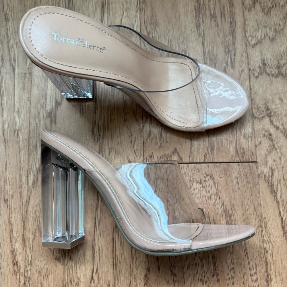 Clear block heels